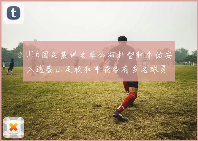 U16国足集训名单公布朴智轩李佑安入选泰山足校和申花各有多名球员参与